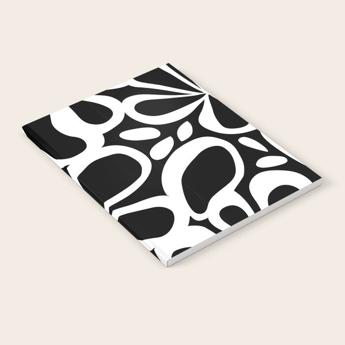 Abstract black and white flower art pattern Notebook Gallery Image 2