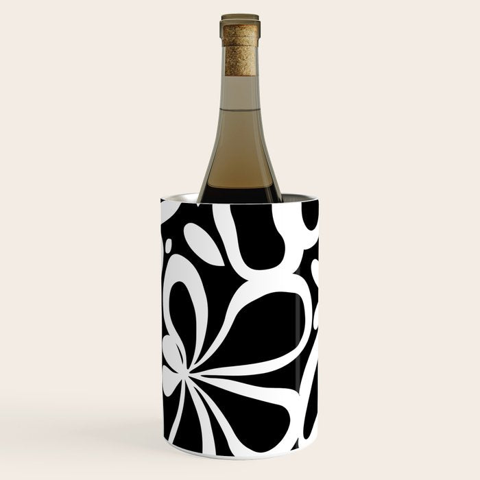 Abstract black and white flower art pattern Wine Chiller Gallery Image 1