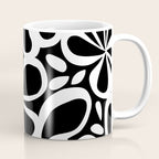 Abstract black and white flower art pattern Coffee Mug Gallery Image 1
