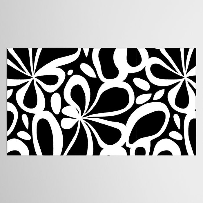 Abstract black and white flower art pattern Tablecloth Gallery Image 2