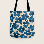 Deep Blue Flowers Tote Bag Gallery Image 1