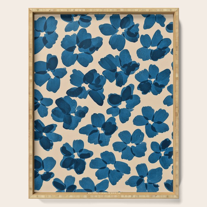 Deep Blue Flowers Serving Tray Gallery Image 1