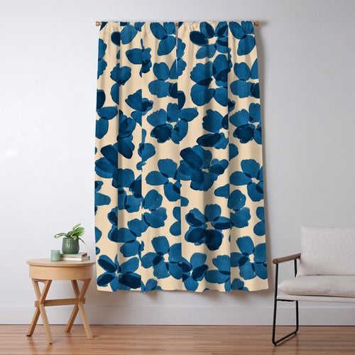 Deep Blue Flowers Window Curtain Gallery Image 5
