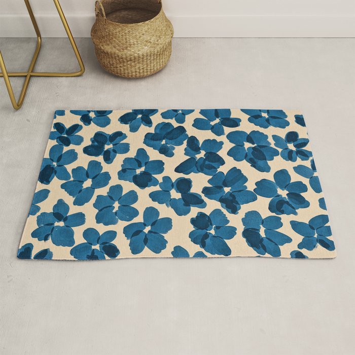 Deep Blue Flowers Rug Gallery Image 1