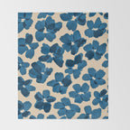 Deep Blue Flowers Throw Blanket Gallery Image 2