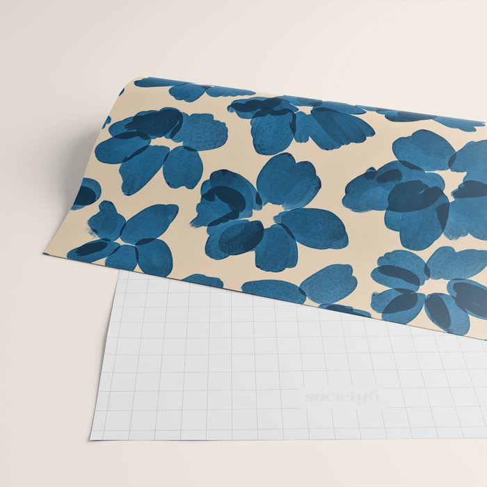 Deep Blue Flowers Wrapping Paper Gallery Image 2