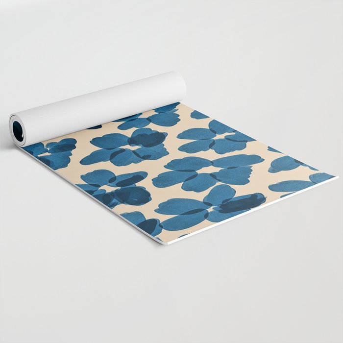 Deep Blue Flowers Yoga Mat Gallery Image 2