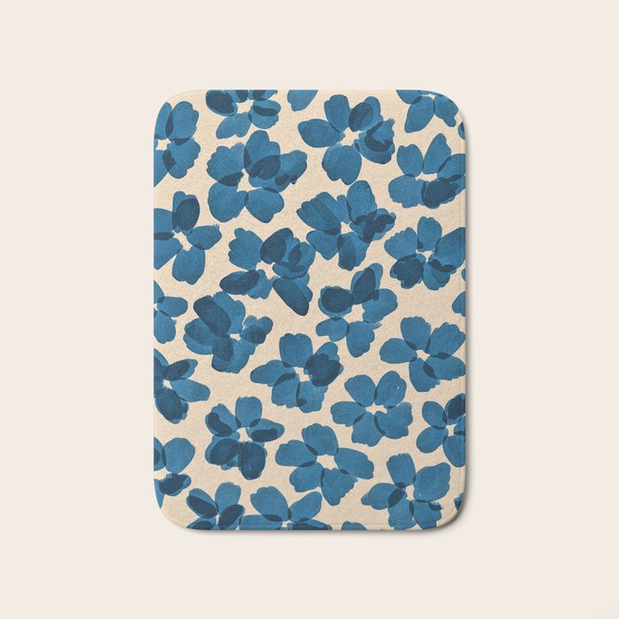 Deep Blue Flowers Bath Mat Gallery Image 1