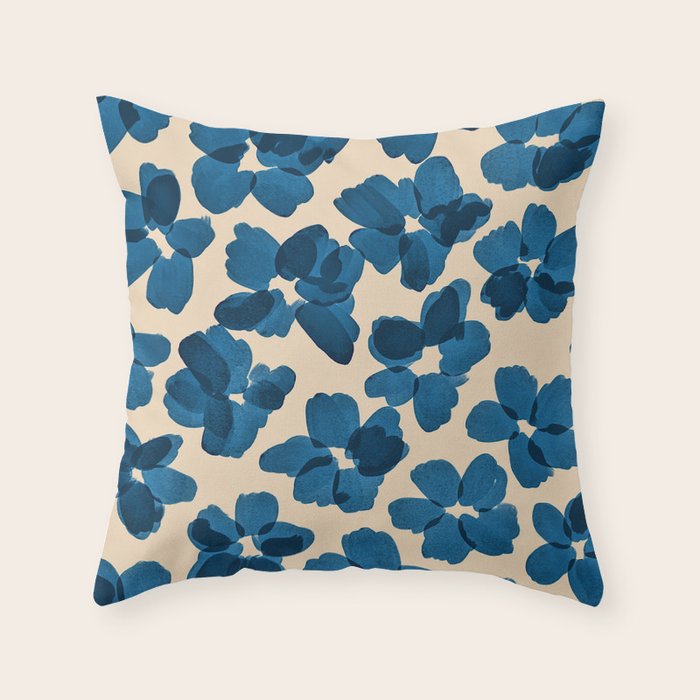 Deep Blue Flowers Throw Pillow Gallery Image 6