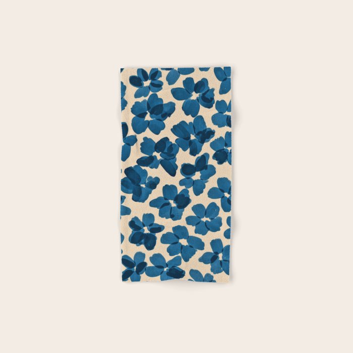 Deep Blue Flowers Bath Towel Gallery Image 1