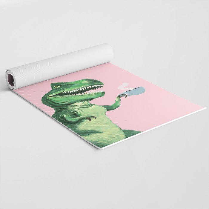 T-Rex Enjoying Coffee in Pink Yoga Mat Gallery Image 2