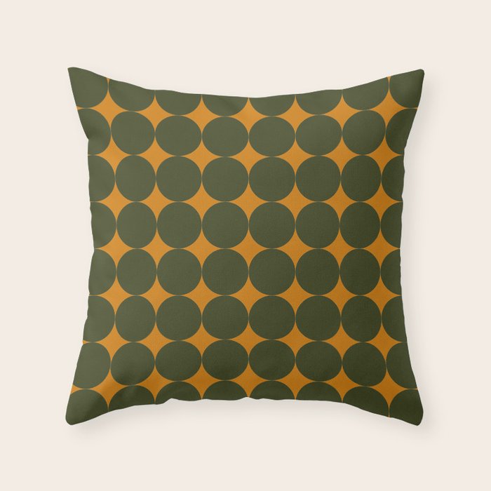 Circles/Sparks (Olive & Orange) Throw Pillow Gallery Image 6