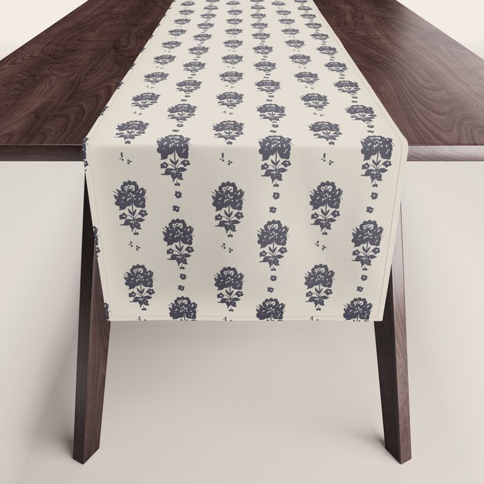 black floral block print Table Runner Gallery Image 1