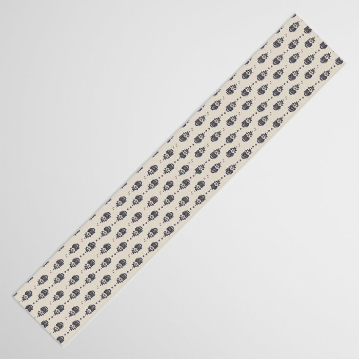 black floral block print Table Runner Gallery Image 3