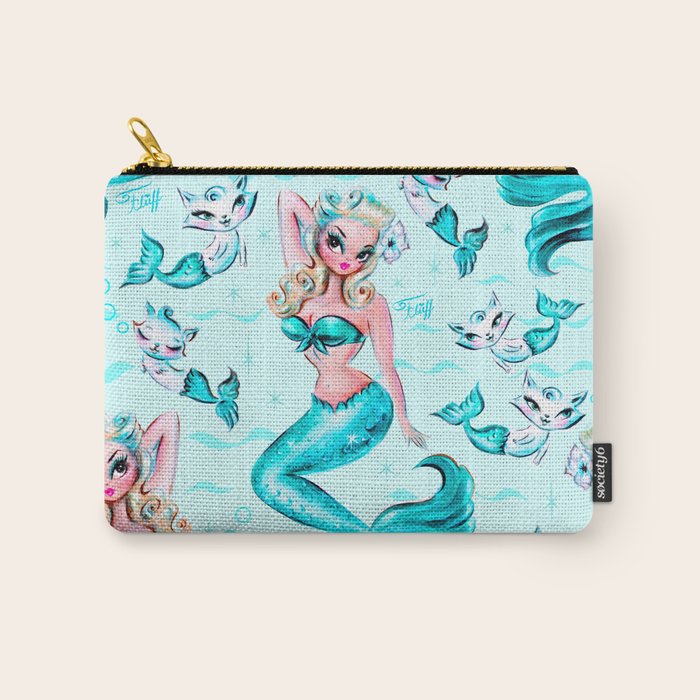 Pinup Mermaid with Merkittens Carry All Pouch Gallery Image 1