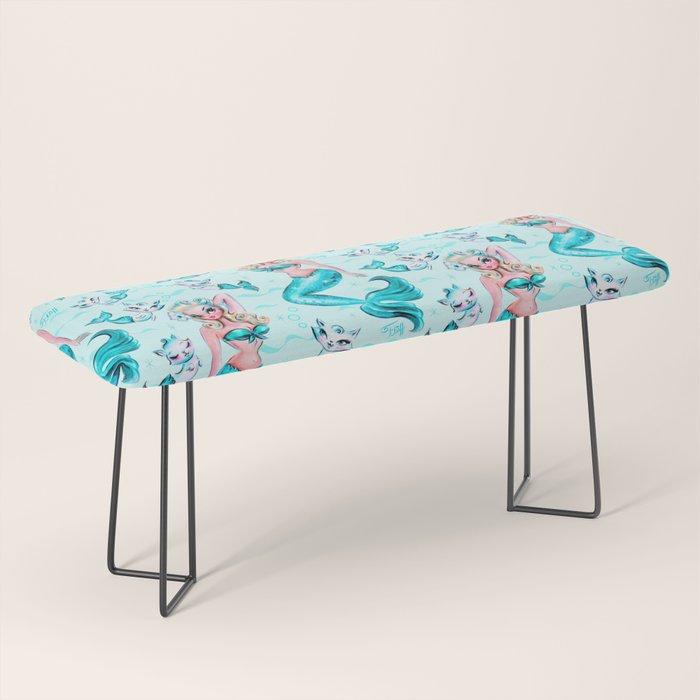 Pinup Mermaid with Merkittens Bench Gallery Image 1