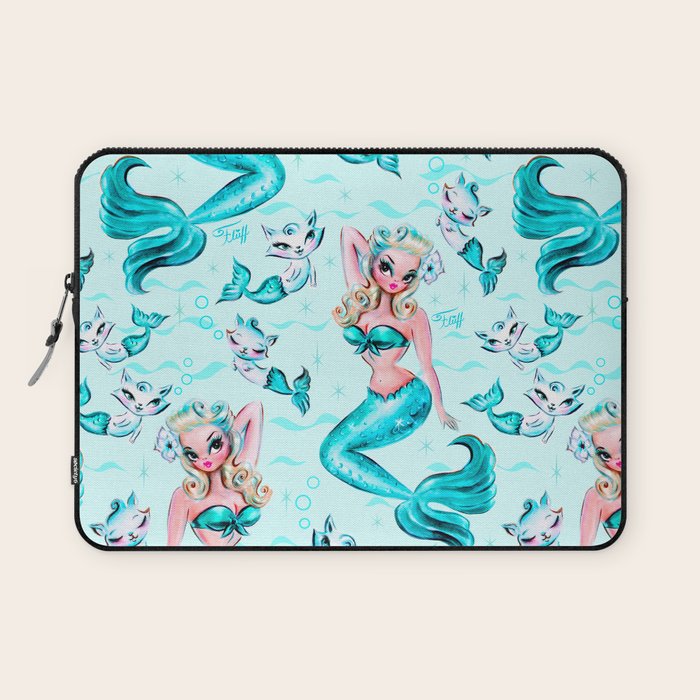 Pinup Mermaid with Merkittens Laptop Sleeve Gallery Image 1