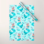 Pinup Mermaid with Merkittens Wrapping Paper Gallery Image 1