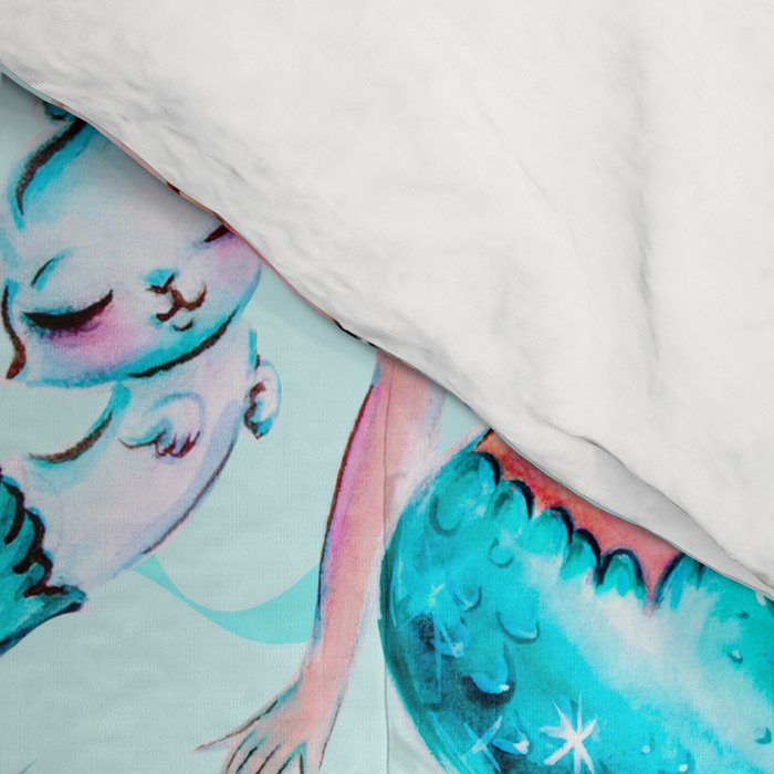 Pinup Mermaid with Merkittens Comforter Gallery Image 4