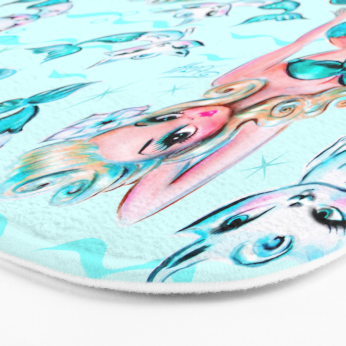 Pinup Mermaid with Merkittens Bath Mat Gallery Image 3