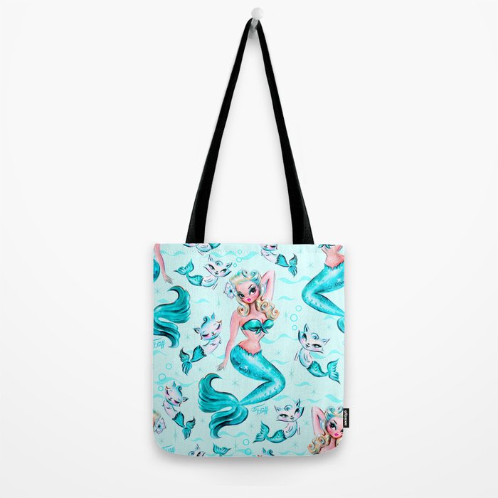 Pinup Mermaid with Merkittens Tote Bag Gallery Image 2