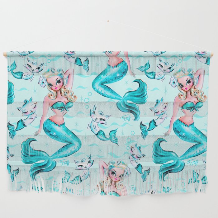 Pinup Mermaid with Merkittens Wall Hanging Gallery Image 1