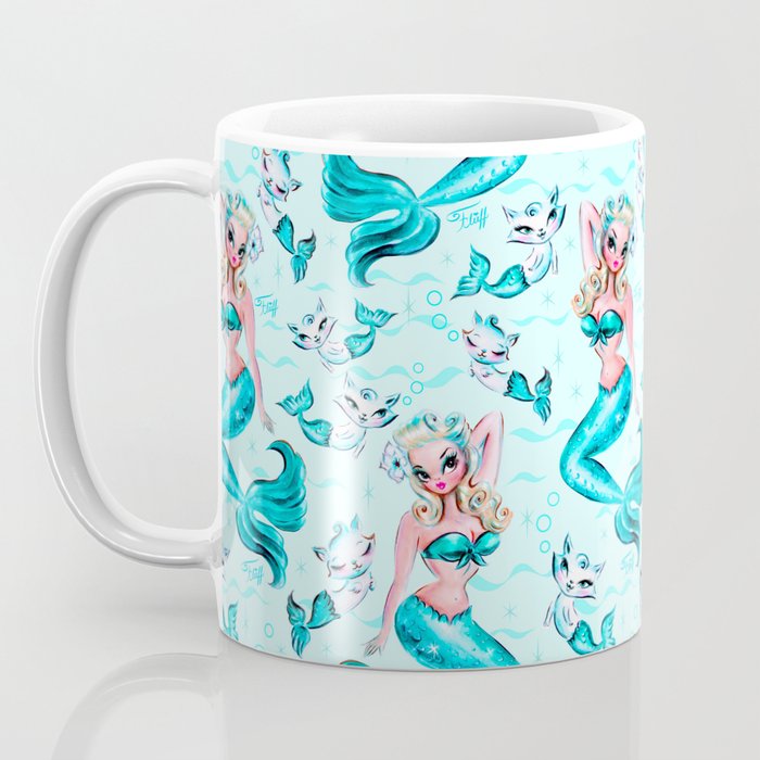 Pinup Mermaid with Merkittens Coffee Mug Gallery Image 3