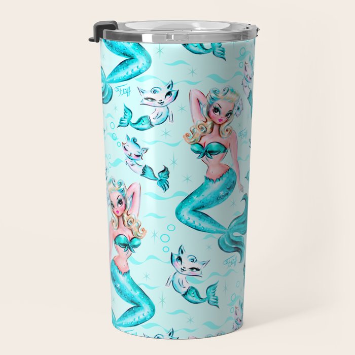 Pinup Mermaid with Merkittens Travel Mug Gallery Image 3