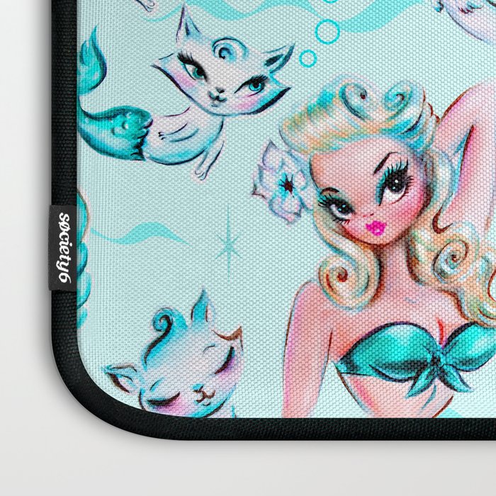 Pinup Mermaid with Merkittens Laptop Sleeve Gallery Image 3