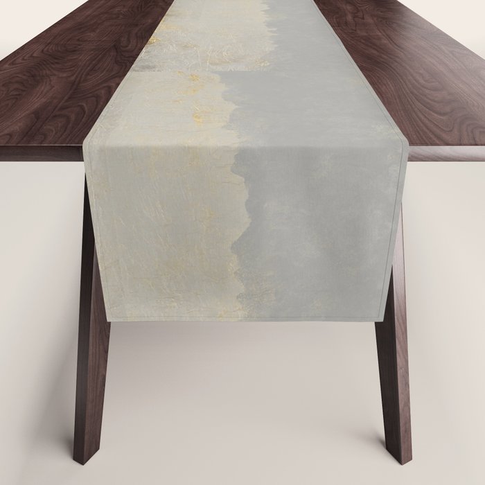 Geometrical ombre glacier gray gold watercolor Table Runner Gallery Image 1