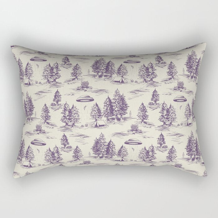 Purple Alien Abduction Toile De Jouy Pattern Rectangular Pillow Gallery Image 2