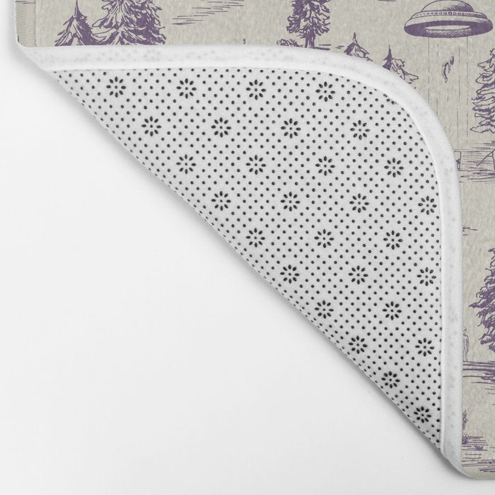 Purple Alien Abduction Toile De Jouy Pattern Bath Mat Gallery Image 2