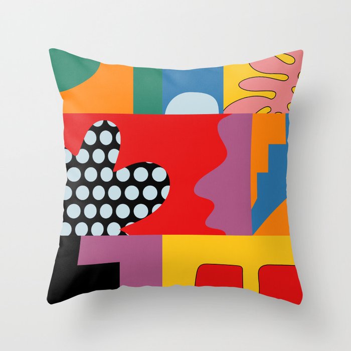 bold collage Throw Pillow Gallery Image 1