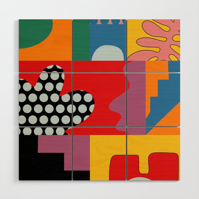 bold collage Wood Wall Art Gallery Image 1