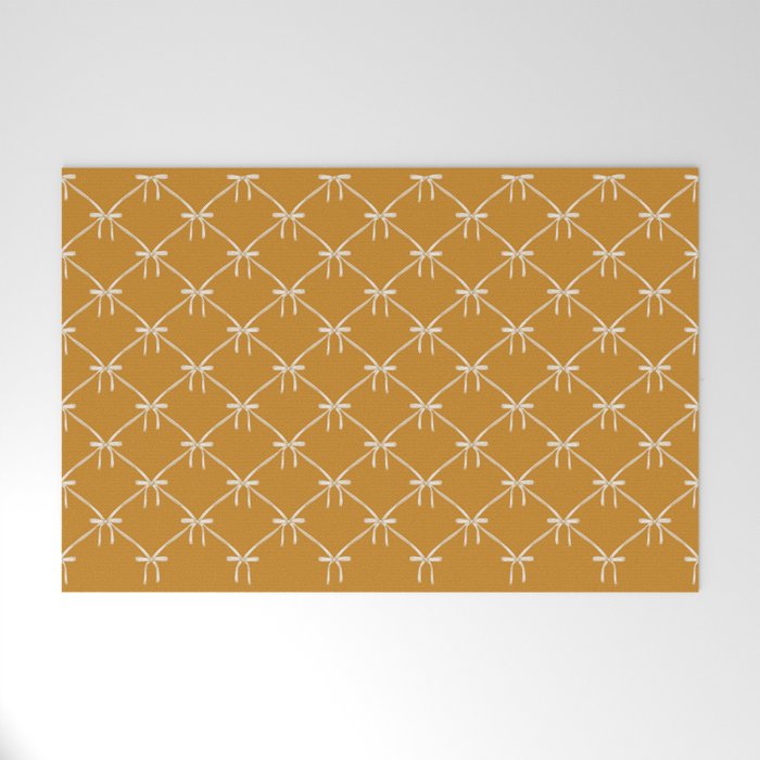 Bows & Ribbons Pattern XVIII Orange Welcome Mat Gallery Image 1