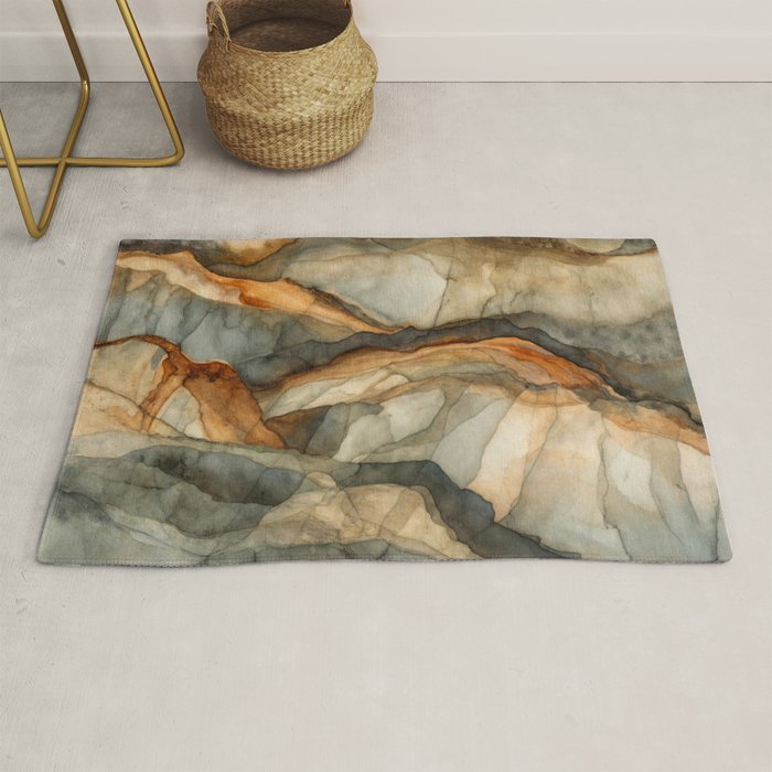 Amber Stone Drift Abstract Landscape Rug Gallery Image 1