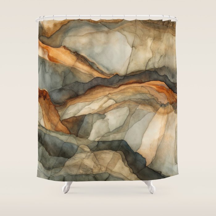 Amber Stone Drift Abstract Landscape Shower Curtain Gallery Image 1