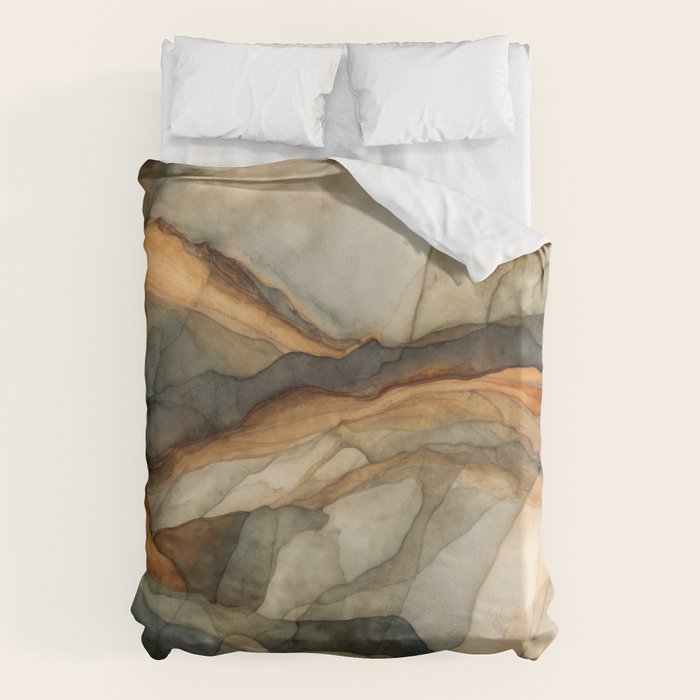 Amber Stone Drift Abstract Landscape Duvet Cover Gallery Image 6