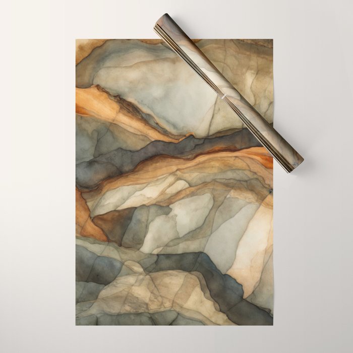 Amber Stone Drift Abstract Landscape Wrapping Paper Gallery Image 1