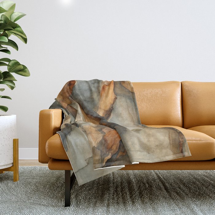 Amber Stone Drift Abstract Landscape Throw Blanket Gallery Image 1