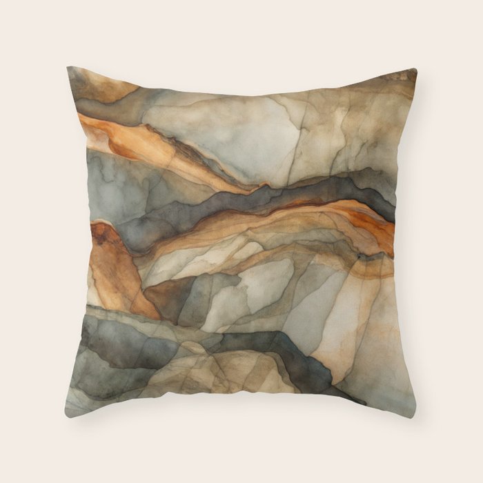 Amber Stone Drift Abstract Landscape Throw Pillow Gallery Image 6