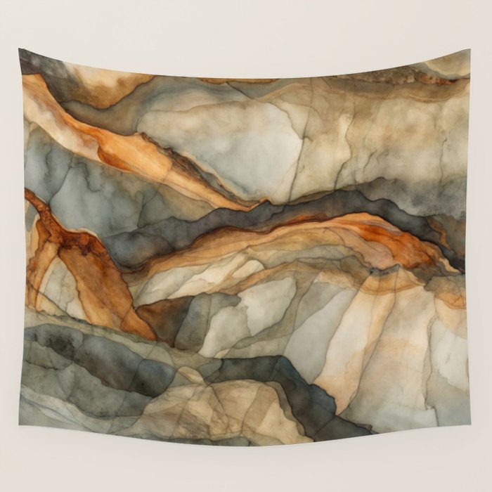 Amber Stone Drift Abstract Landscape Wall Tapestry Gallery Image 4
