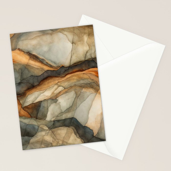 Amber Stone Drift Abstract Landscape Stationery Card Gallery Image 2