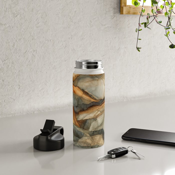 Amber Stone Drift Abstract Landscape Water Bottle Gallery Image 4
