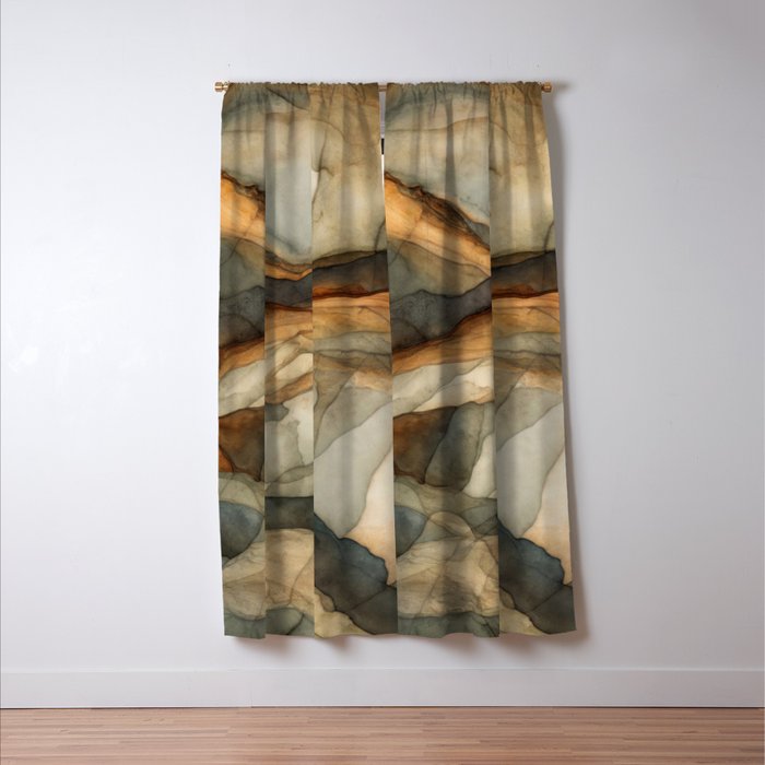 Amber Stone Drift Abstract Landscape Window Curtain Gallery Image 3