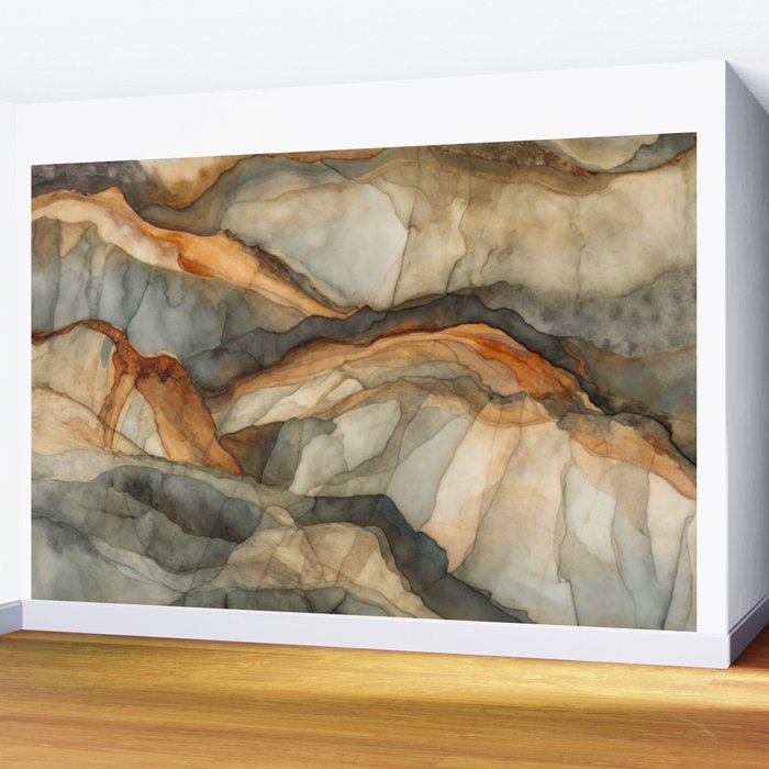 Amber Stone Drift Abstract Landscape Wall Mural Gallery Image 2