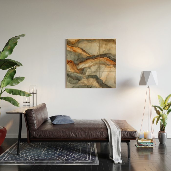 Amber Stone Drift Abstract Landscape Wood Wall Art Gallery Image 2
