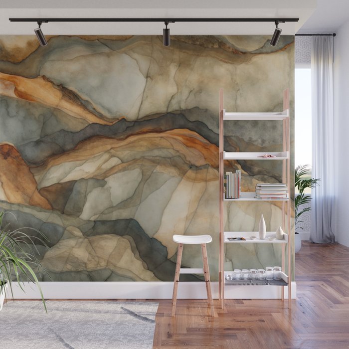 Amber Stone Drift Abstract Landscape Wall Mural Gallery Image 1