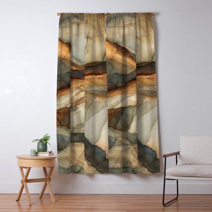Amber Stone Drift Abstract Landscape Window Curtain Gallery Image 5