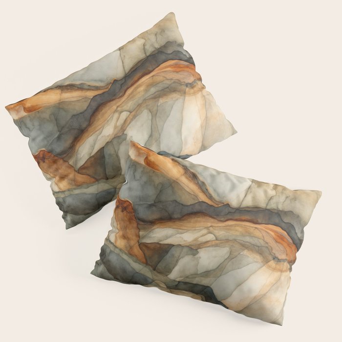 Amber Stone Drift Abstract Landscape Pillow Sham Gallery Image 3